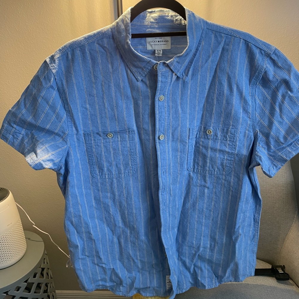 Lucky Brand Mens M Short Sleeve Button‎ Down Shirt